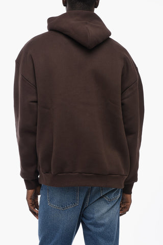 Fleeced-Cotton Hoodie with Contrast Logo