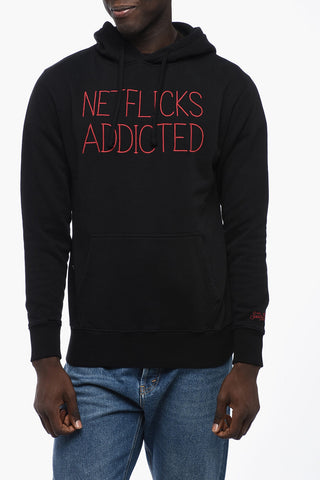 Solid Color Hoodie with Contrast Embroidery