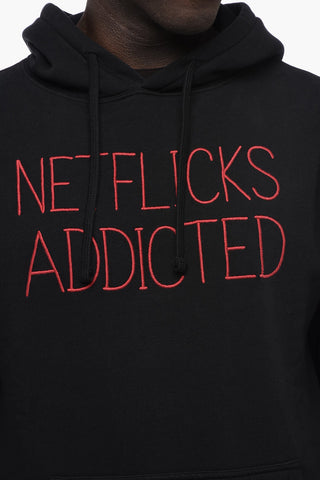 Solid Color Hoodie with Contrast Embroidery