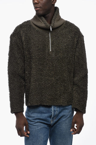 Textured Cotton Sweater with Half Zip
