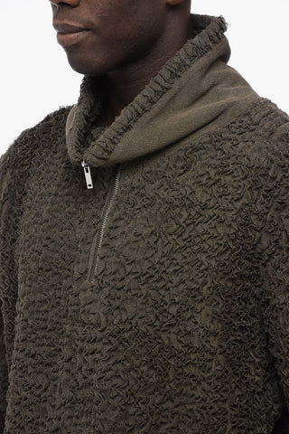 Textured Cotton Sweater with Half Zip