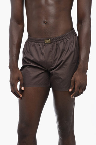 UNDERWEAR Cotton and Silk Shorts with Golden Logo