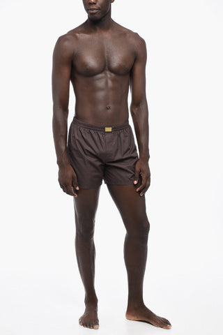 UNDERWEAR Cotton and Silk Shorts with Golden Logo