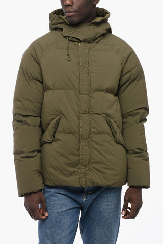 Solid Color Down Jacket with Hood and Hidden Closure