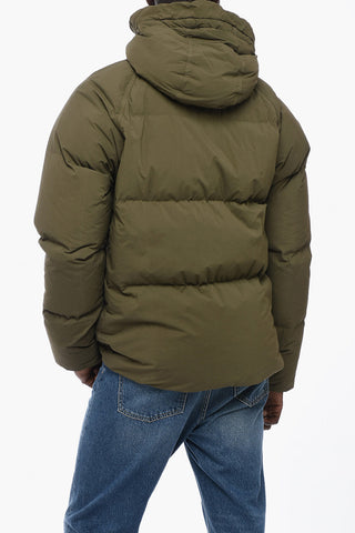 Solid Color Down Jacket with Hood and Hidden Closure