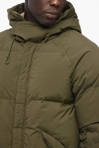 Solid Color Down Jacket with Hood and Hidden Closure