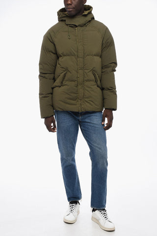 Solid Color Down Jacket with Hood and Hidden Closure