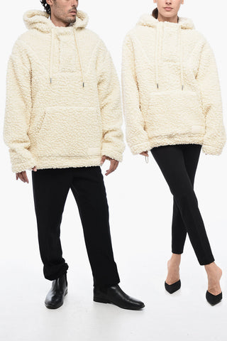 UNISEX Shearling Logoed Hooded Sweatshirt with Drawstring