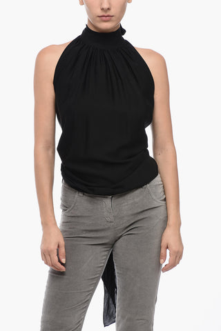 Tie Neck ABITATA Silk Top with Back Knot