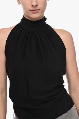 Tie Neck ABITATA Silk Top with Back Knot