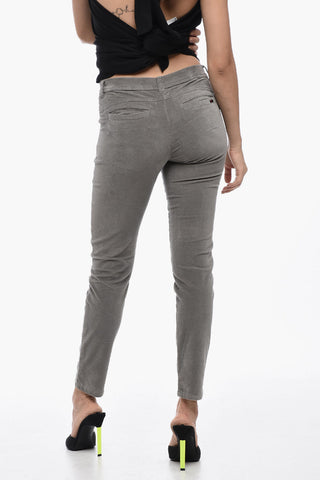 Stretch Velvet Pants with Skinny Fit