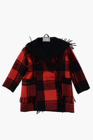 Cappotto a Doppiopetto quadri Buffalo con Frange