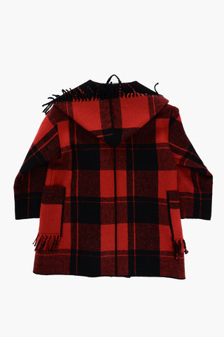 Cappotto a Doppiopetto quadri Buffalo con Frange