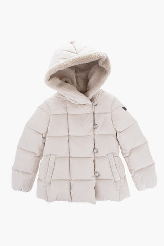 Double breasted Nylon Down Jacket with Fur