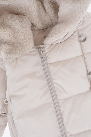 Double breasted Nylon Down Jacket with Fur