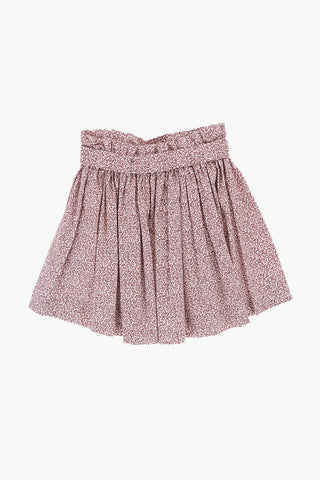 Floral-Motif Flared Skirt with Belt