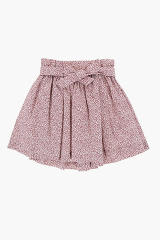 Floral-Motif Flared Skirt with Belt