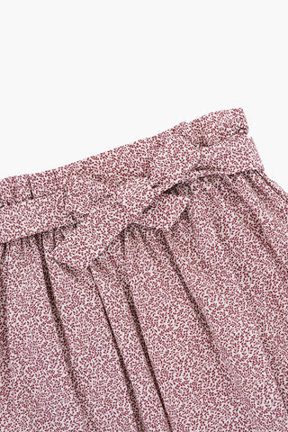 Floral-Motif Flared Skirt with Belt