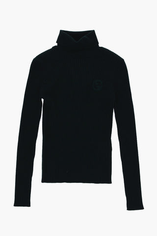 Maglia a Collo Alto in Lana a Costine