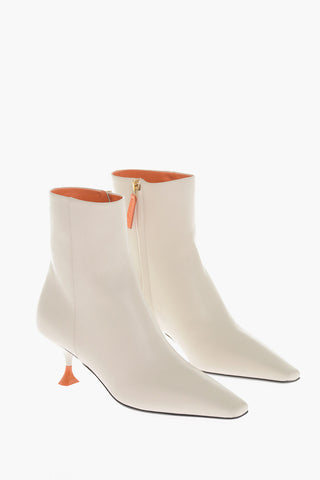 Leather Ankle Boots with Spool Heel 7cm