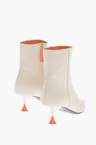 Leather Ankle Boots with Spool Heel 7cm