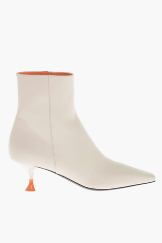 Leather Ankle Boots with Spool Heel 7cm