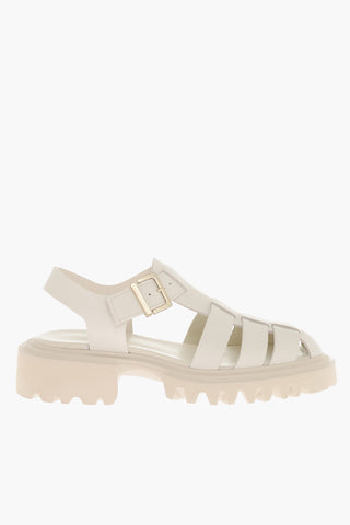 Leather Sandals with Golden Buckle
