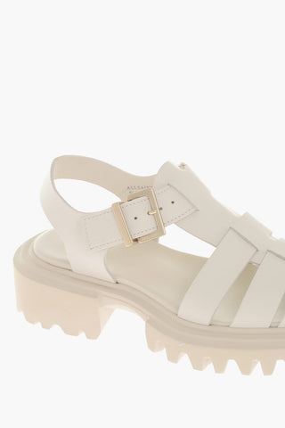 Leather Sandals with Golden Buckle