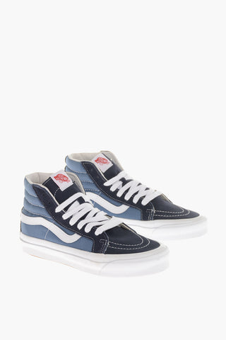Two-Tone Suede and Fabric High Top Sneakers