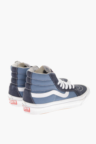 Two-Tone Suede and Fabric High Top Sneakers