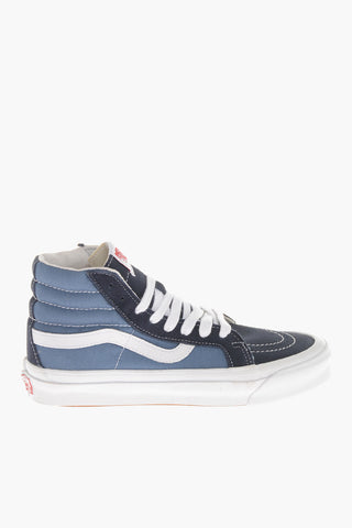 Two-Tone Suede and Fabric High Top Sneakers