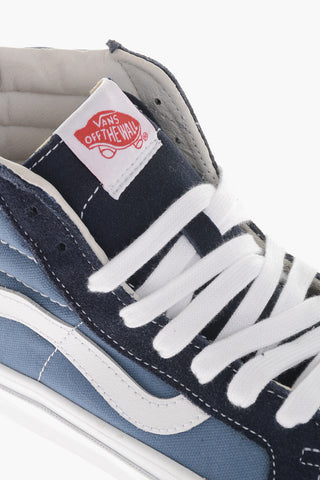 Two-Tone Suede and Fabric High Top Sneakers