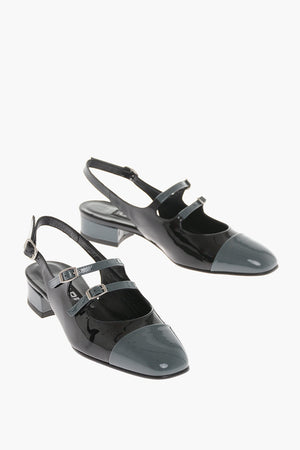 Patent Leather ABRICOT 23 Slingback Sandals with Double Buckle