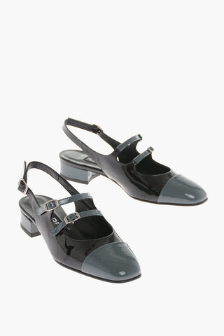 Patent Leather ABRICOT 23 Slingback Sandals with Double Buckle