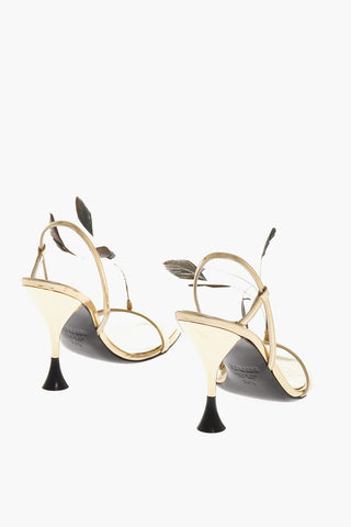 Laminated Leather KIMI VEGAS Sandals with Feathers Details 10cm