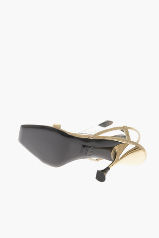 Laminated Leather KIMI VEGAS Sandals with Feathers Details 10cm