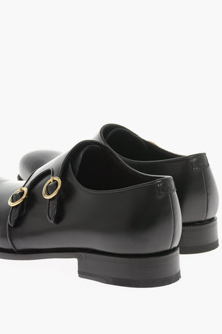 Leather Double Buckle Monk Strap Shoes