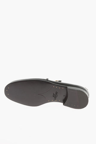 Leather Double Buckle Monk Strap Shoes