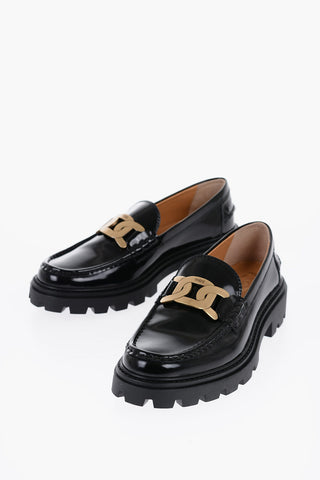Leather Bit Loafers with Chain 5cm