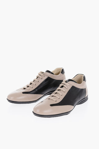 ID Leather Two-Tone Low-Top Sneakers