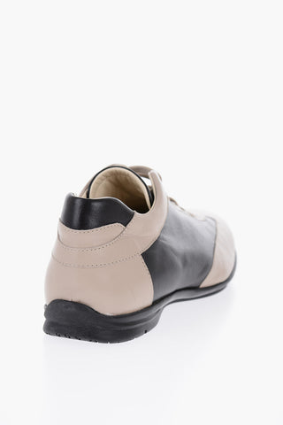 ID Leather Two-Tone Low-Top Sneakers