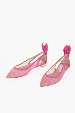 Mesh And Suede Ballet Flats with Point Toe