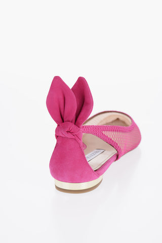 Mesh And Suede Ballet Flats with Point Toe