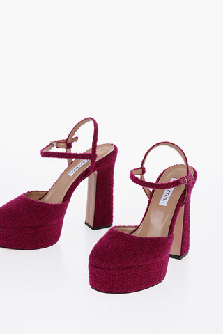 Decolletè Ankle Strap GROOVE In Tessuto boucle' 14cm