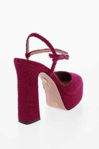 Decolletè Ankle Strap GROOVE In Tessuto boucle' 14cm