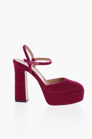Decolletè Ankle Strap GROOVE In Tessuto boucle' 14cm