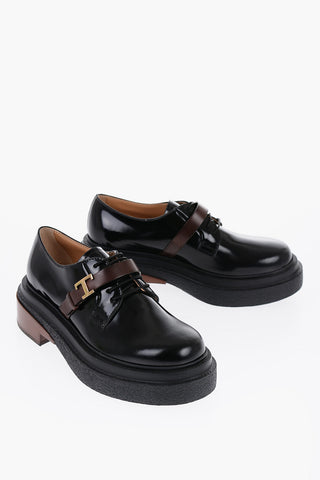 Patent Leather Derby Shoes with Strap 