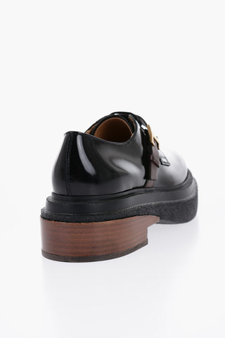 Patent Leather Derby Shoes with Strap 