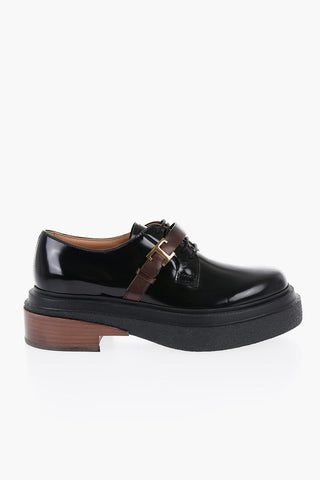 Patent Leather Derby Shoes with Strap 