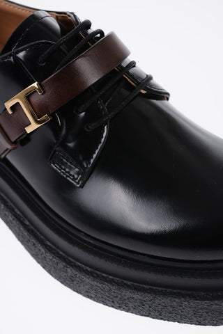 Patent Leather Derby Shoes with Strap 